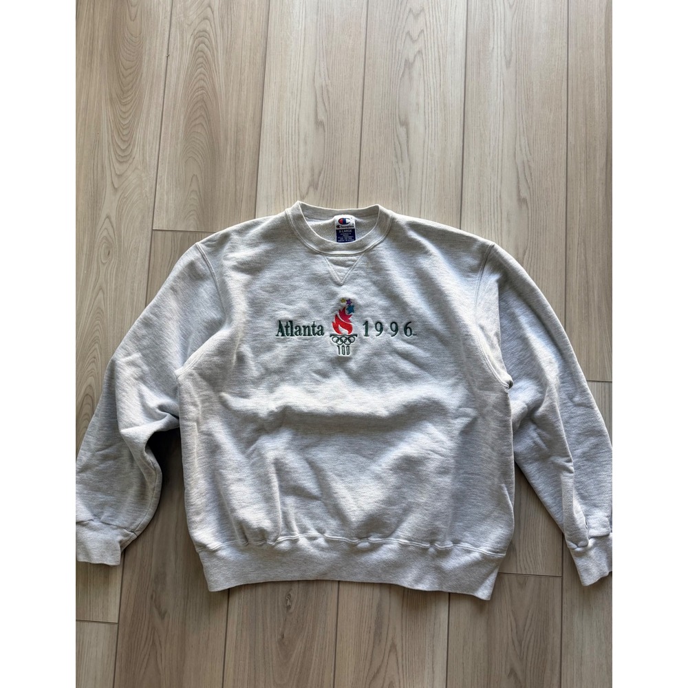 1996 Vintage Champion Atlanta Olympics Sweatshirt Mens XL Gray Embroidered Crew